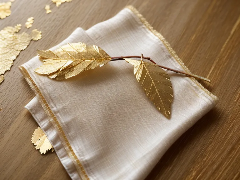 Detalle de una lámina de pan de oro de 22 quilates sobre una mesa de madera.